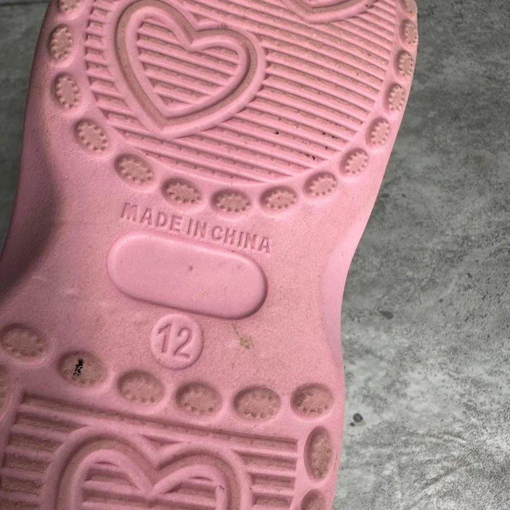 Pink Crocs Slides with heart charms Kids‎ 12 #kidcore